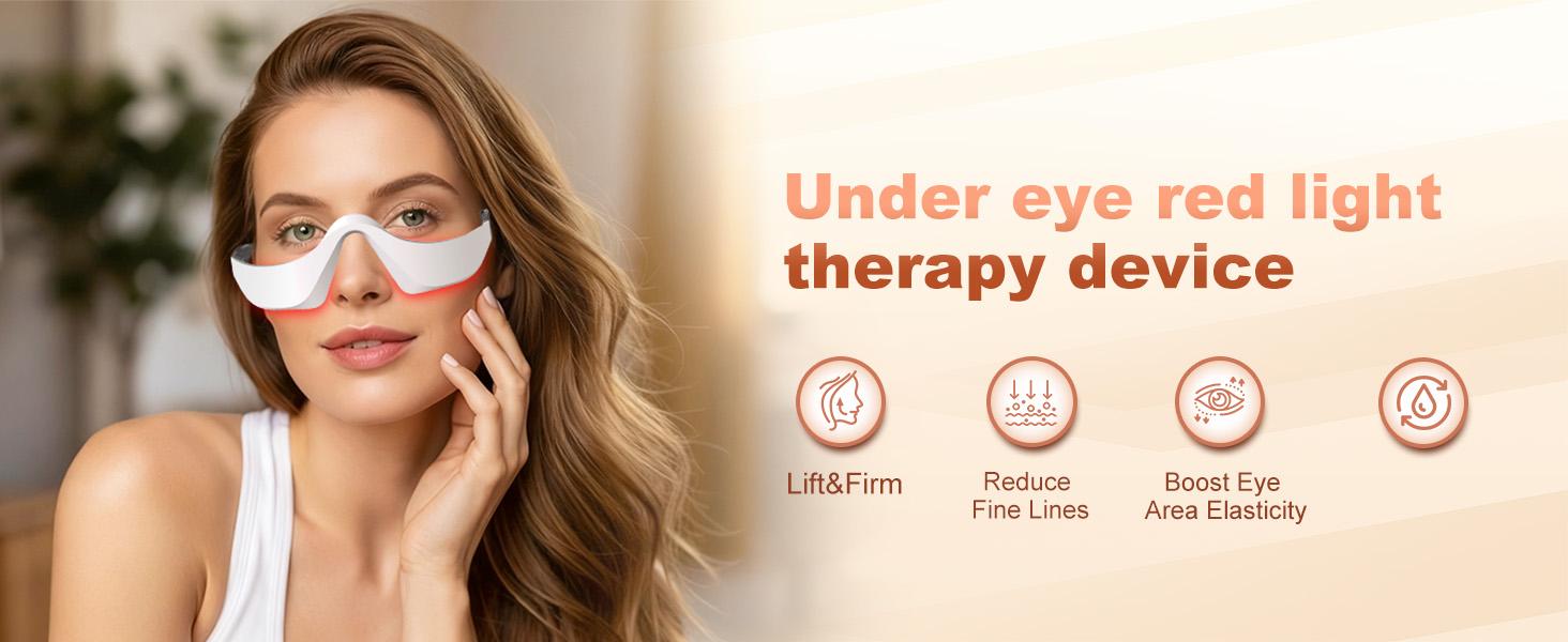Red Light Therapy Glasses for Under Eyes Microcurrent Eye Massager, Hands-Free Device to Reduce Dark Circles, Puffiness, Wrinkles & Eye Fatigue Rejuvenation Mask for Women & Men