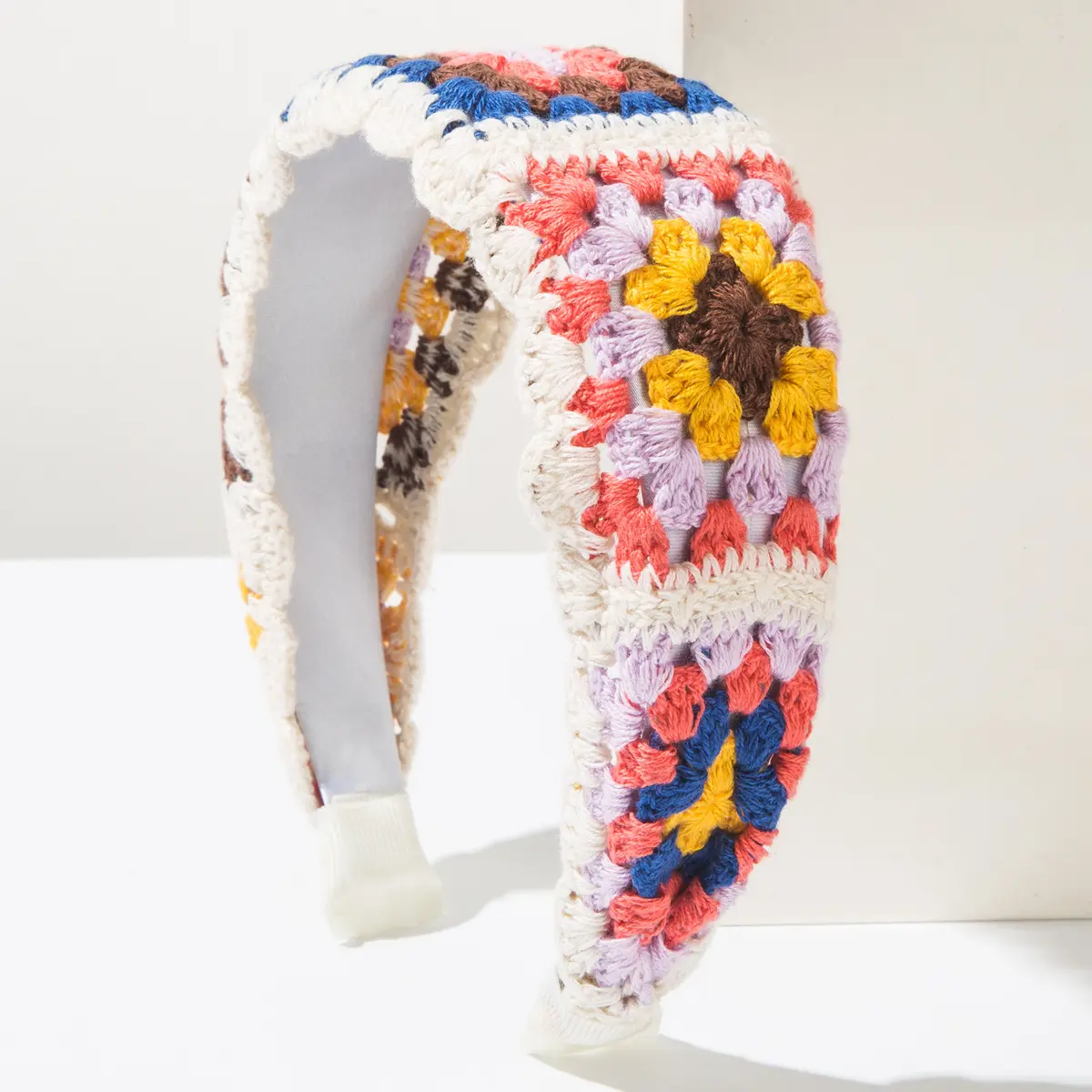 Cubidupi Bohemian Knit Headband for Women, Floral Lace 