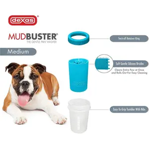 Dexas MudBuster Portable Dog Paw Cleaner, Medium, Blue Paw Cleaner for Dogs, Premium Quality Pet Supplies and Dog Accessories