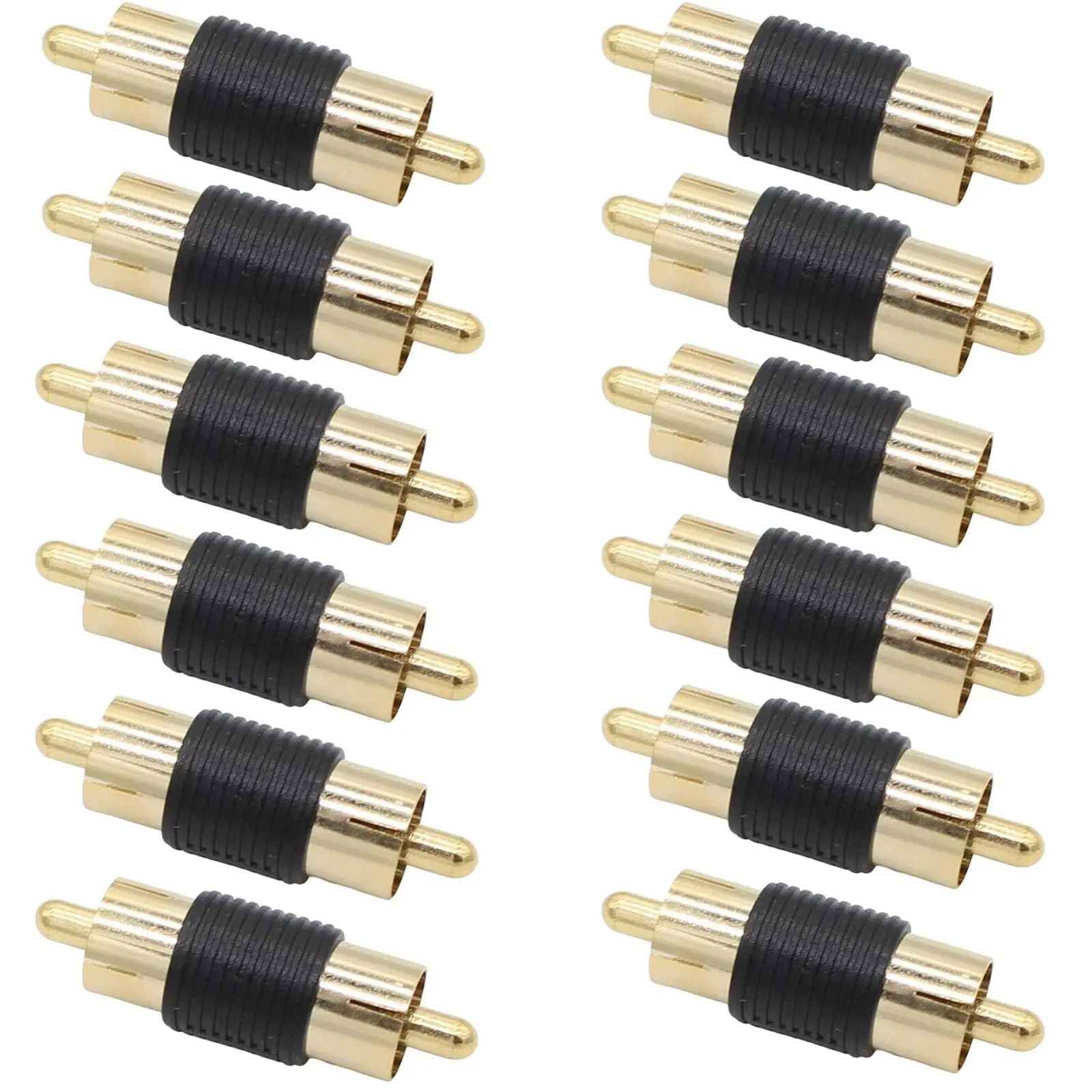 Rca Male To Coupler 12-pack  Plated Adapter Connector For Phono Cable Amplifer Connection
