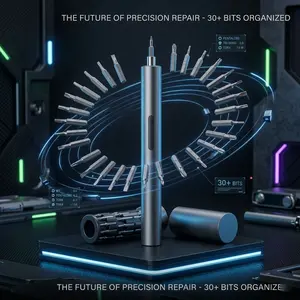 Electric Precision Screwdriver Set, 30 Bits, Type-C Rechargeable, 360° Storage