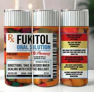 Funny Fukitol Bottle 20oz Skinny Tumbler, Coworkers Fukitol Gift Tumbler Idea