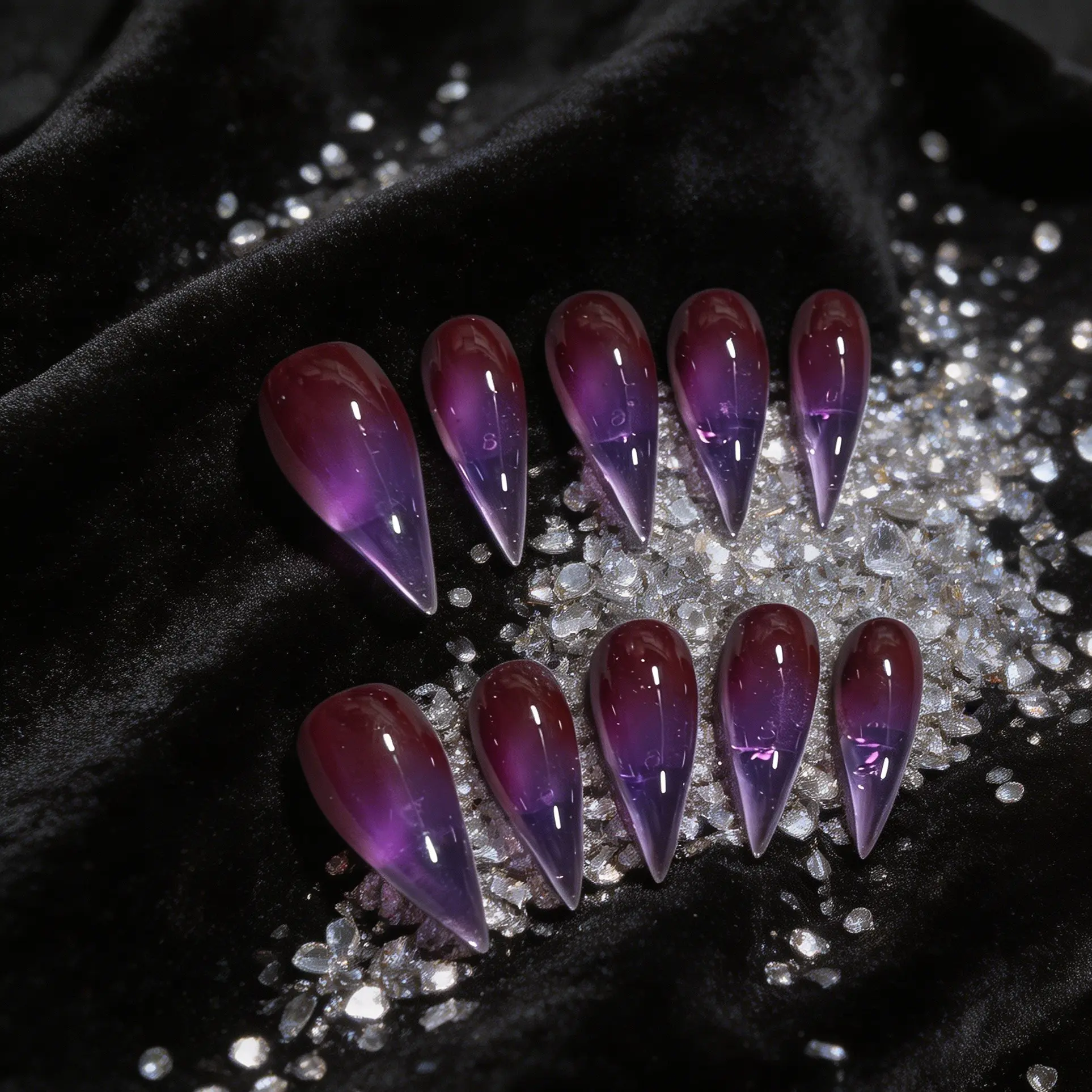Handmade Dragon Claw Short Nail Art Designs, Transparent Gradient Cat Paw Design, Style Glossy False Nails, Single Item Pack, Acrylic Fake Nails