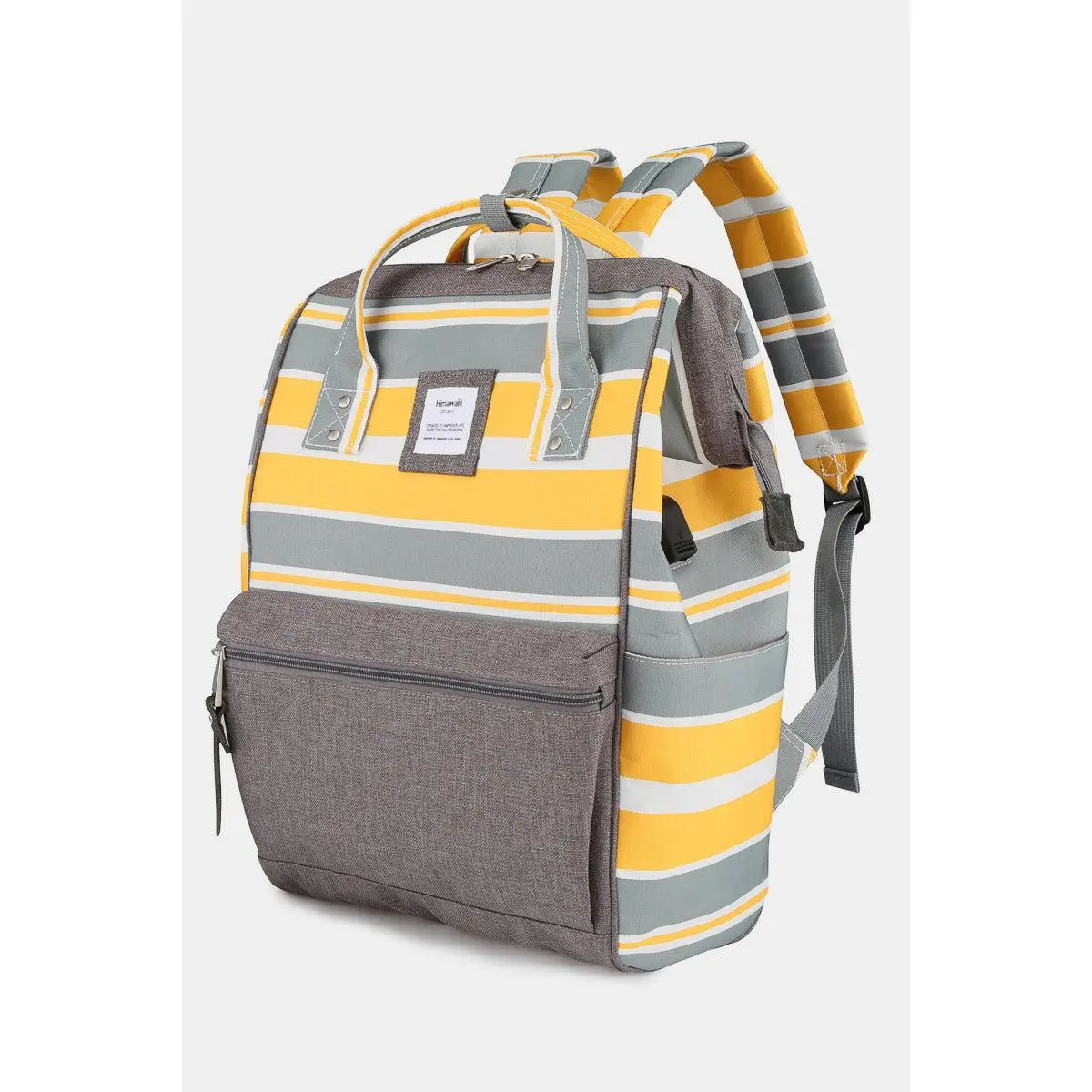 Himawari Striped Waterproof Nylon Backpack Bag with Side Pockets