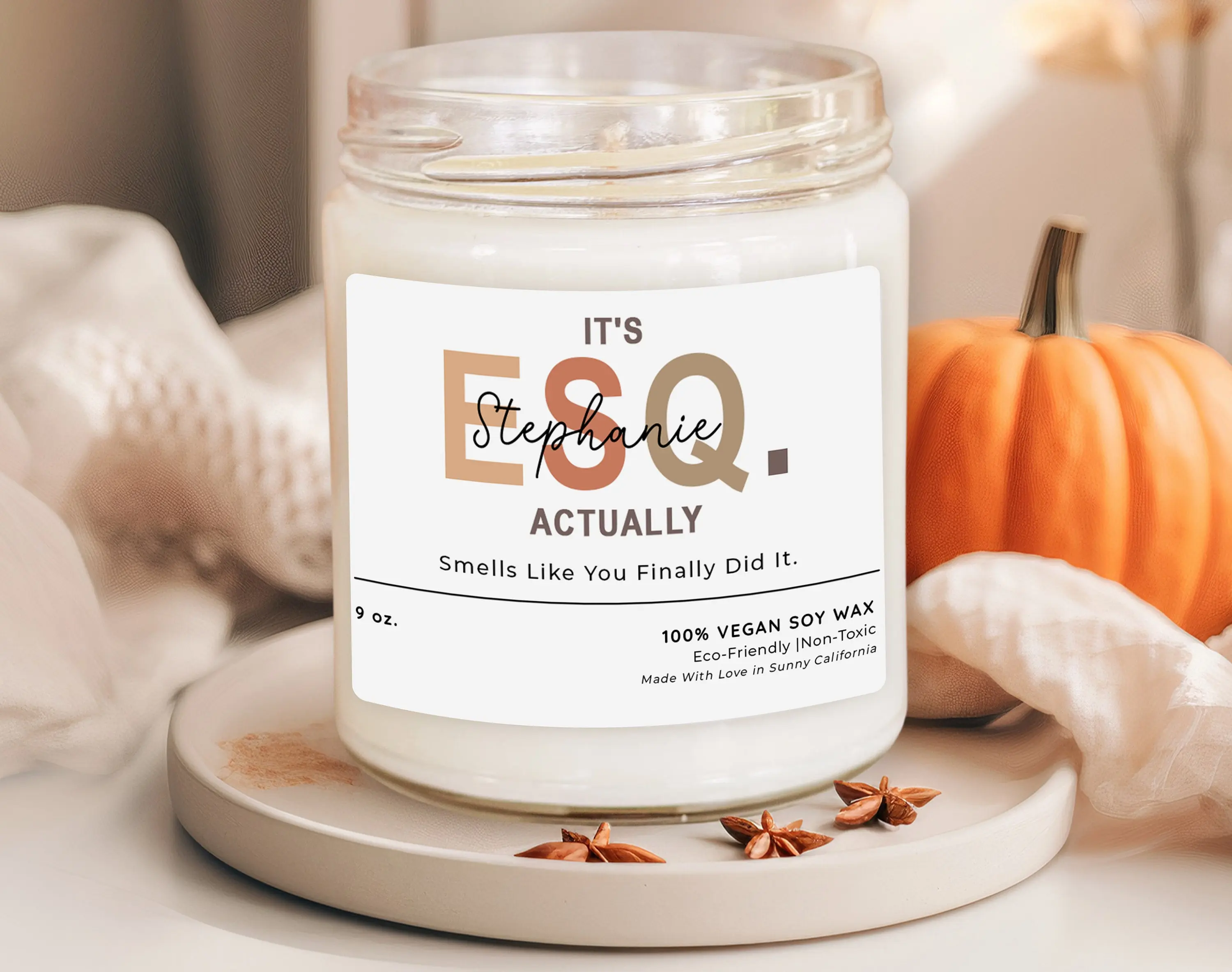 Personalized Gift For Lawyer, It's ESQ Actually Soy Wax Candle, Esquire Candles, Funny Graduation Gift, Bar Exam Gift, (PC-1PRO) Decor Glass