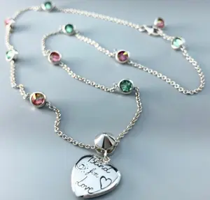 Pre-owned Gucci Blind for Love Silver Heart Pendant Necklace with Colorful Stones & Studs qiqia1718