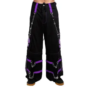 Tripp NYC Skull Bondage Pants [BLACK/PURPLE]