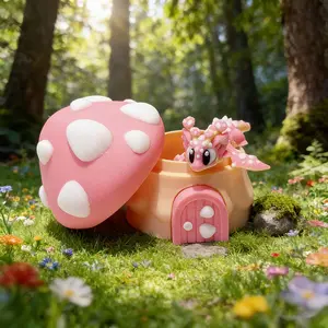 Cute Mushroom Dragon 3D Print Model, Plastic Desktop Decoration Sculpture, Festival Gift, Adorable Mushroom House Ornament, Collectible Home Decor
