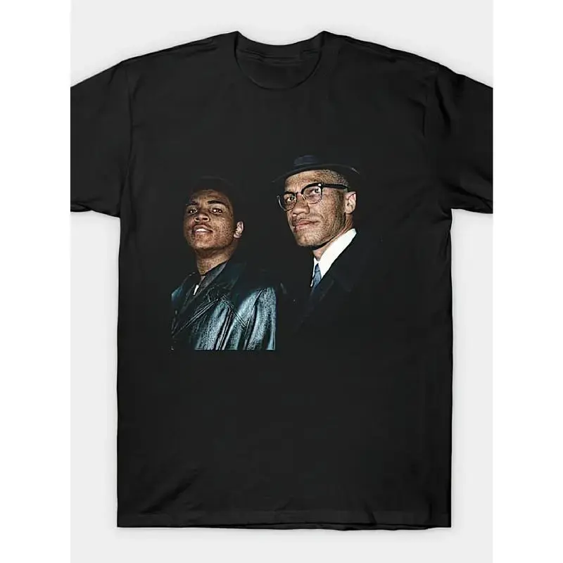 Men's Menswear Oversized Malcolm X Vintage Cotton T-Shirt - Shortsleeve, Round Neck, Basic Casual, Distressed Hem, Black History Month BLM Quote Print, Thermal Transfer, Streetwear Vibe, All-Season, S-3XL, Complements Jeans Cargo Pants Leather Office Wear