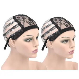 2 count Wig Cap for Making Wigs Plastic Liner Ventilated Lace Net Cap with Adjustable Strap for Wig Styling and Hand Hook Wig(Medium)