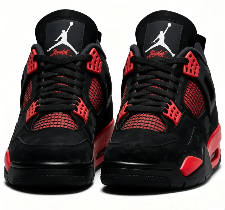 Black Red Mid Top Basketball Sneakers Breathable Mesh Panels Cushioned Air Sole Non Slip Rubber Outsole Vintage Street Casual Trainers For Sports Training Hip Hop Daily Outfits