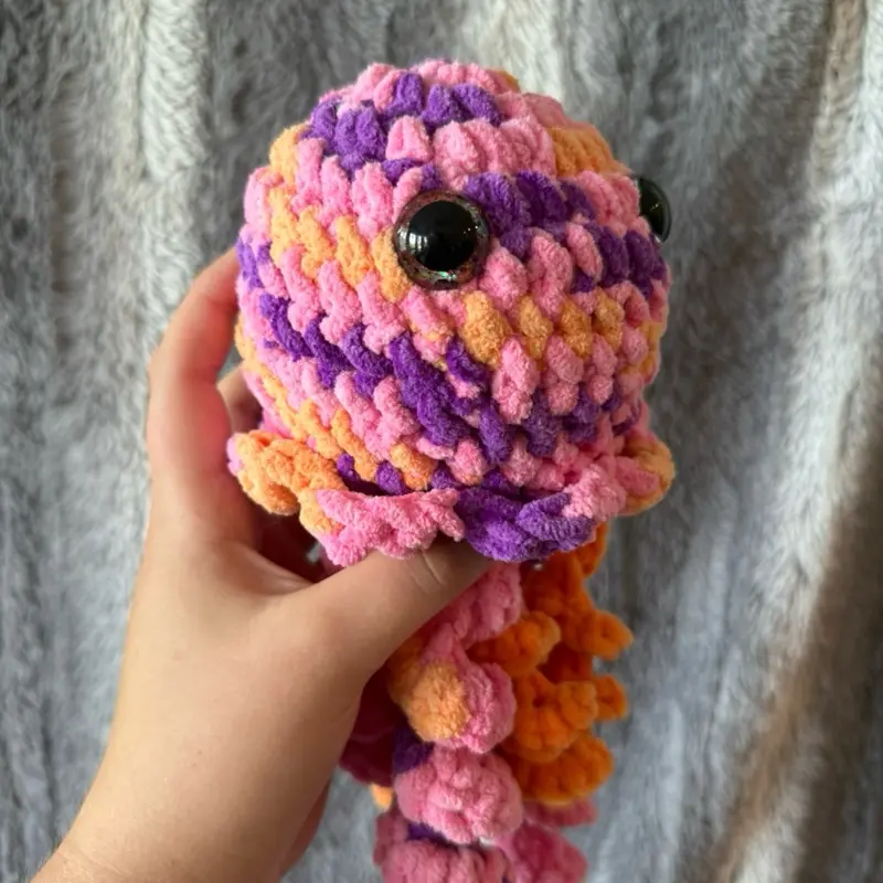 Purple Sunset Crochet Jellyfish Plushie - Colorful Handmade Soft Toy with Unique Design