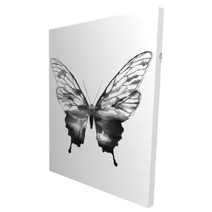 360 Stand Black Butterfly Sketch Wall Artwork, 36x48 in Minimalist Animal Nature Print, Home Decor for Wall Accents, Room Decoration Gift, Minimalist Design