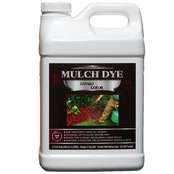 EnviroColor Sierra Red Mulch Dye 2.5 Gallons for 48000 Sq Ft Natural Color Concentrate Non Toxic Safe for Plants Pets and People Long Lasting Color