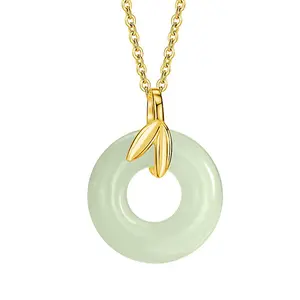 Hetian Jade Peace Buckle Necklace with Jade Pendant - Leaf Design, Elegant Gift for Mom