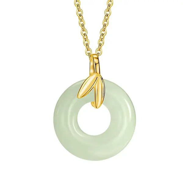Hetian Jade Peace Buckle Necklace with Jade Pendant - Leaf Design, Elegant Gift for Mom