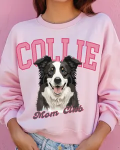 Border Collie Mom Club Sweatshirt ~ Sweatshirt Unisex Apparel Relaxed Fit Printed in the USA Clothing Womenswear Casual and Comfortable