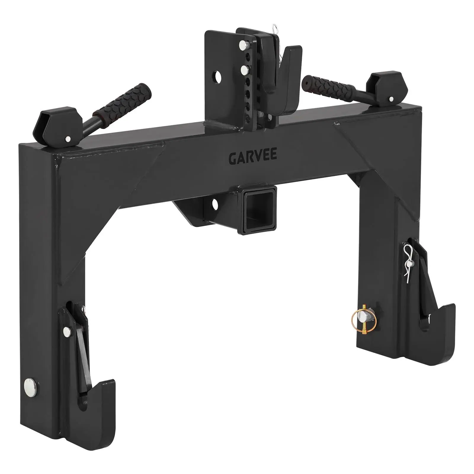 3000 lb 3-Point Quick Hitch, Category 1 Tractor Hitch with 2in Receiver & 5-Level Adjustable Top Hook, Black