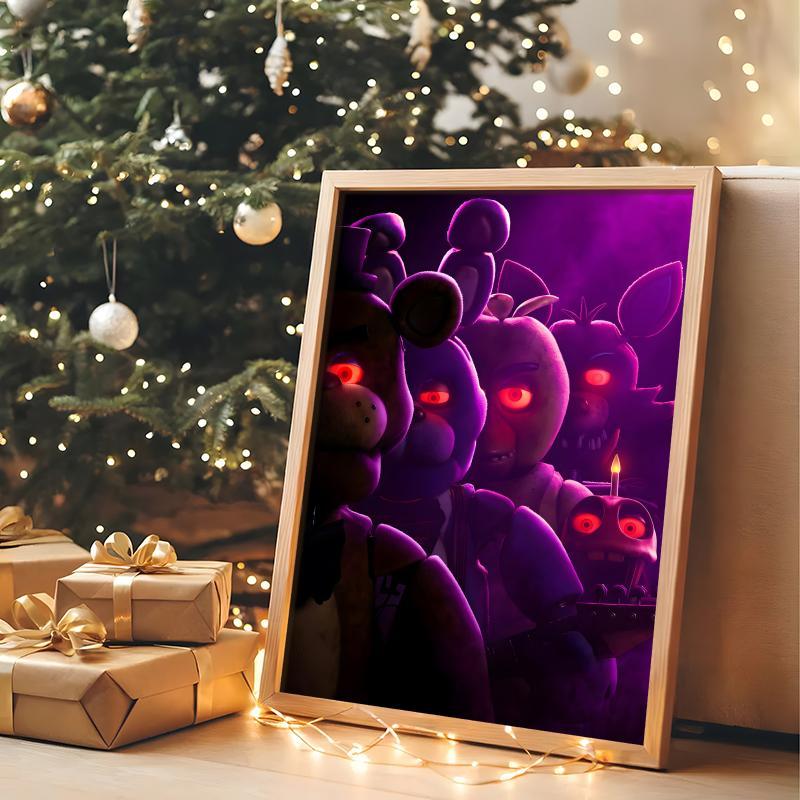 Game FnafFive-nights-At-Freddys Poster Sticky Waterproof Wall Art High Quality Print Unique Artwork Aesthetic Home Living Bedroom Decor Trendy Room Decoration Easy-To-Apply Gift Durable