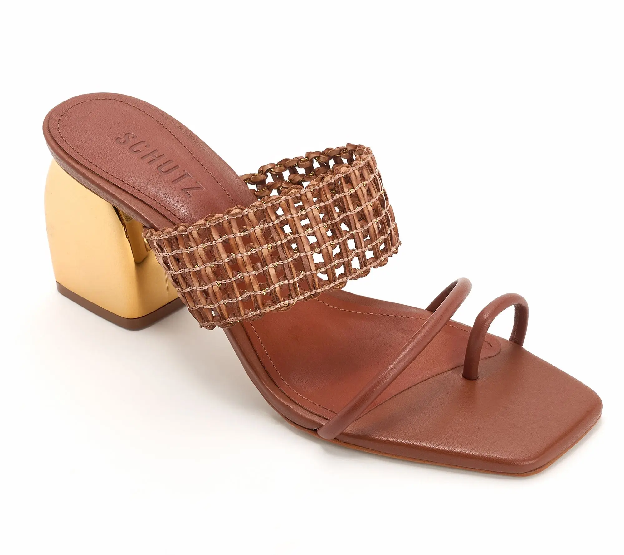 Schutz Raffia Dress Heeled Sandals - Aberdeen Mid