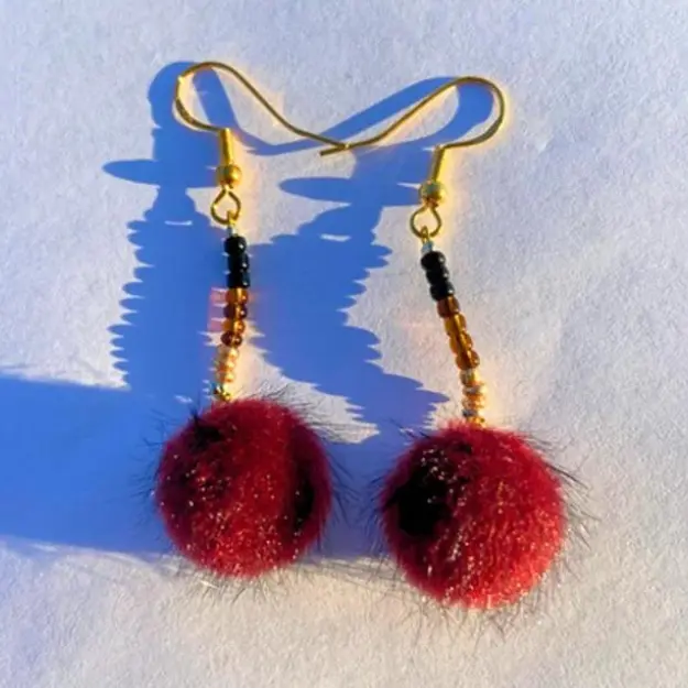 Cute Burgundy Pom-Pom Earrings for Women - Perfect for Any Occasion!