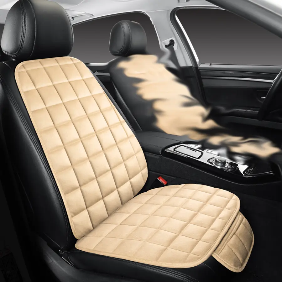 2pcs/1 front seat New Car Seat Cushion with Diagonal Grid Design, Plush Material, Comfortable and Warm, Easy Installation, Suitable for All Seasons and A Variety of Car Models, Car Interior Cushions, Automotive interior cushion