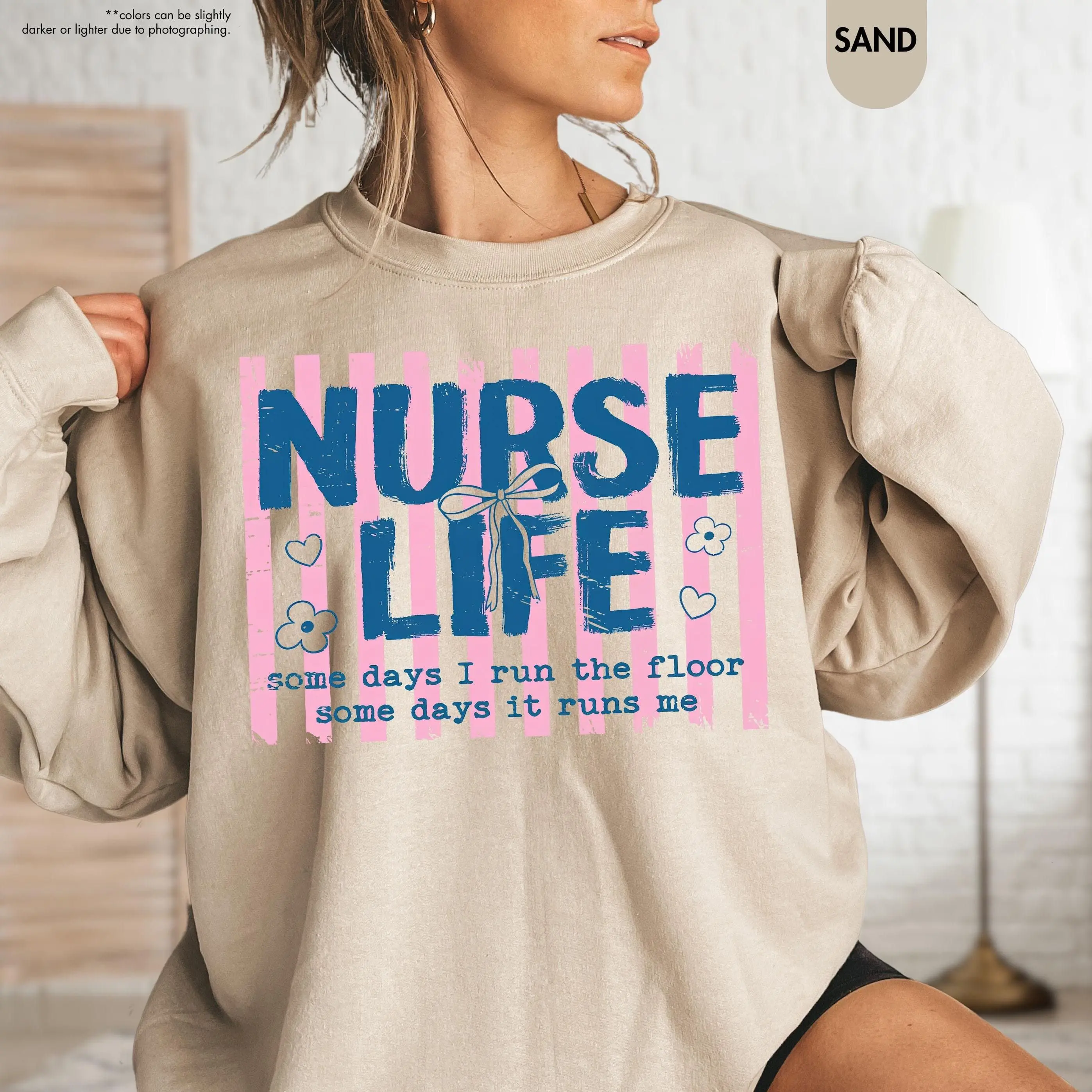 Nurse Life T-Shirt & Sweatshirt, Striped RN Sweater, Nurse Week Gift, Nurse Appreciation Sweatshirt, Cute Nurse Life