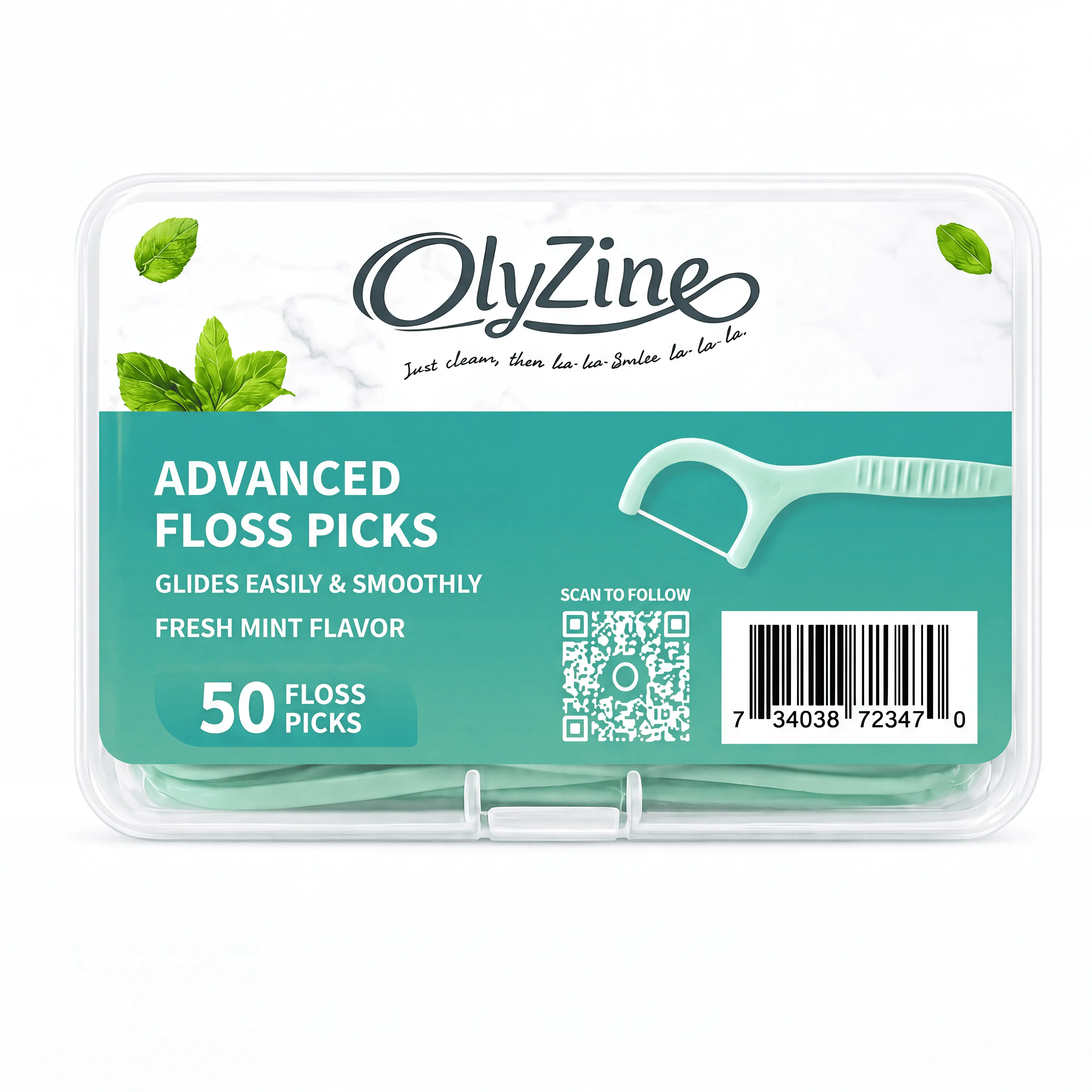 50 Count Dental Floss Picks, Mint Flavor Disposable Flossers for Teeth Cleaning, Daily Oral Care Floss Sticks for Fresh Breath and Healthy Teeth