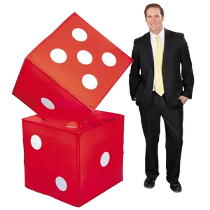 30" 3D Giant Red & White Dice Set Cardboard Stand-Ups - 2 Pc.