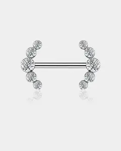 CZ Cluster Internally Threaded Titanium Nipple Barbells
