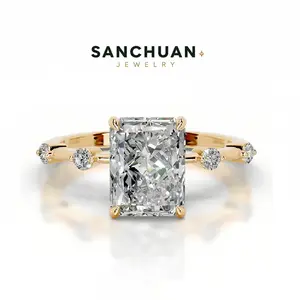 Radiant Cut Rectangular Moissanite Ring Luxury S925 Sterling Silver 2CT D Color for Women | Certified Wedding Engagement Ring