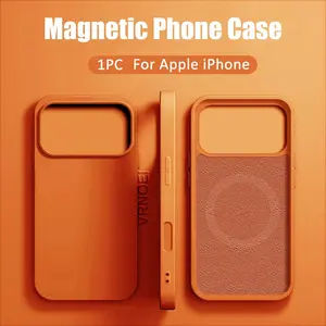 Luxury silicone feel magnetic mobile phone case is suitable for Apple iPhone 17 16 15 14 13 12 11 Pro Max 16 15 14 Plus 17 supports wireless charging phone case with solid color and simple solid color for men and women Protection