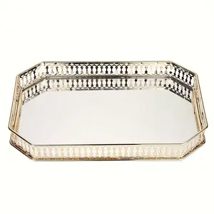 Light Luxury Metal Storage Tray, Vanity Mirror Tray for Cosmetics & Perfume, Home Decoration for Bathroom & Bedroom Table