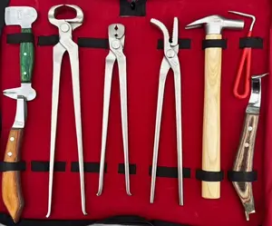 Farrier Tools kit Driving Hammer Hoof Knife Set Buffer 12" Nipper Clincher