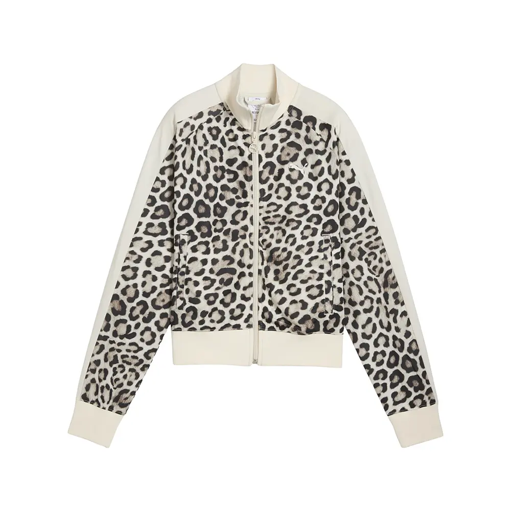PUMA Womens T7 Leo Luxe Leopard Print Short  Athletic Outerwear Casual - Beige