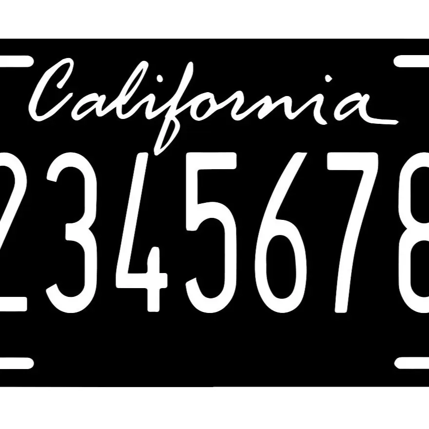 California Black Custom Personalized License Plate Tag Auto 12"X6"