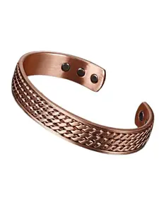 Pure Copper Cuff Bracelet Unisex Magnetic Band Solid Copper Vintage Handmade Health Energy Jewelry Simple Fashion Accessory