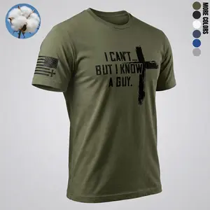 Mens 100% Cotton Christian T Shirt I Can't But I Know A Guy Cross Graphic Tee Summer Premium Cotton Faith Gift for Men Menswear Top Tshirt Tshirt Crew Neck Crew Neck