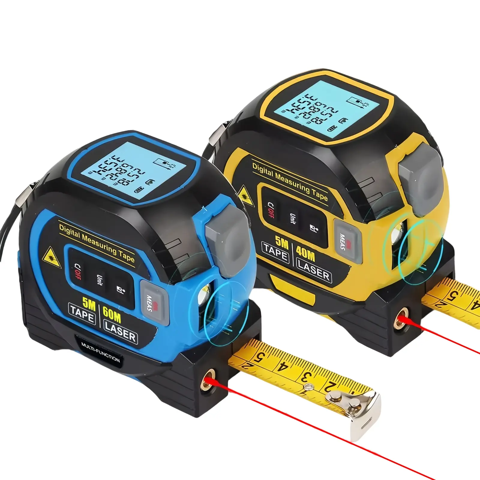 3-in-1 Digital Laser Tape Measure, Measuring Tools, High-Precision, 196ft/60m Range, Backlit LCD, Auto-Lock for 5m Quick Measure, Multi-Unit Support (ft, in, m, mm), Professional Tool for Construction, Renovation, Indoor/Outdoor