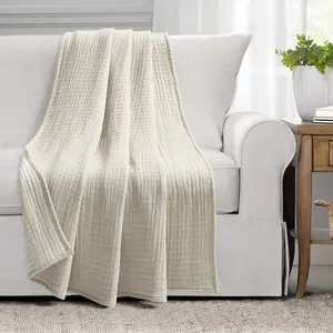 Lush Decor Solid Kantha Pick Stitch Yarn Dyed Cotton Woven Throw 60x50 Inches Soft Textured Blanket for Home Decor & Gifts Lush Decor Solid Kantha Pick Stitch Yarn Dyed Cotton Woven Throw 60x50 Inches Soft Textured Blanket for Home Decor & Gifts