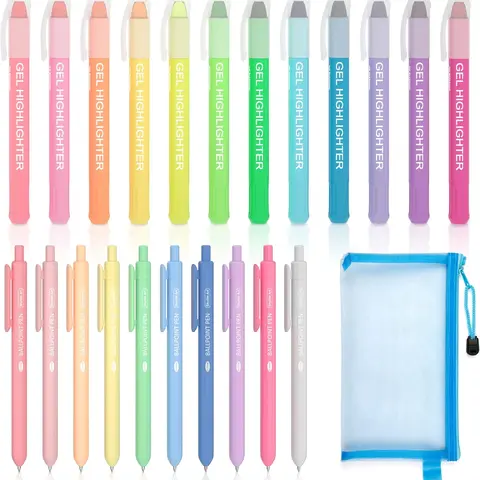 Shuttle Art Bible Journaling Kit, 22-Pack Writing Utensils with Storage Bag – 12-Color Gel Marker Pens (Including Bright Yellow), 10-Color Ballpoint Pens, No Bleed-Through Bible Markers, Convenient Organizational Tool