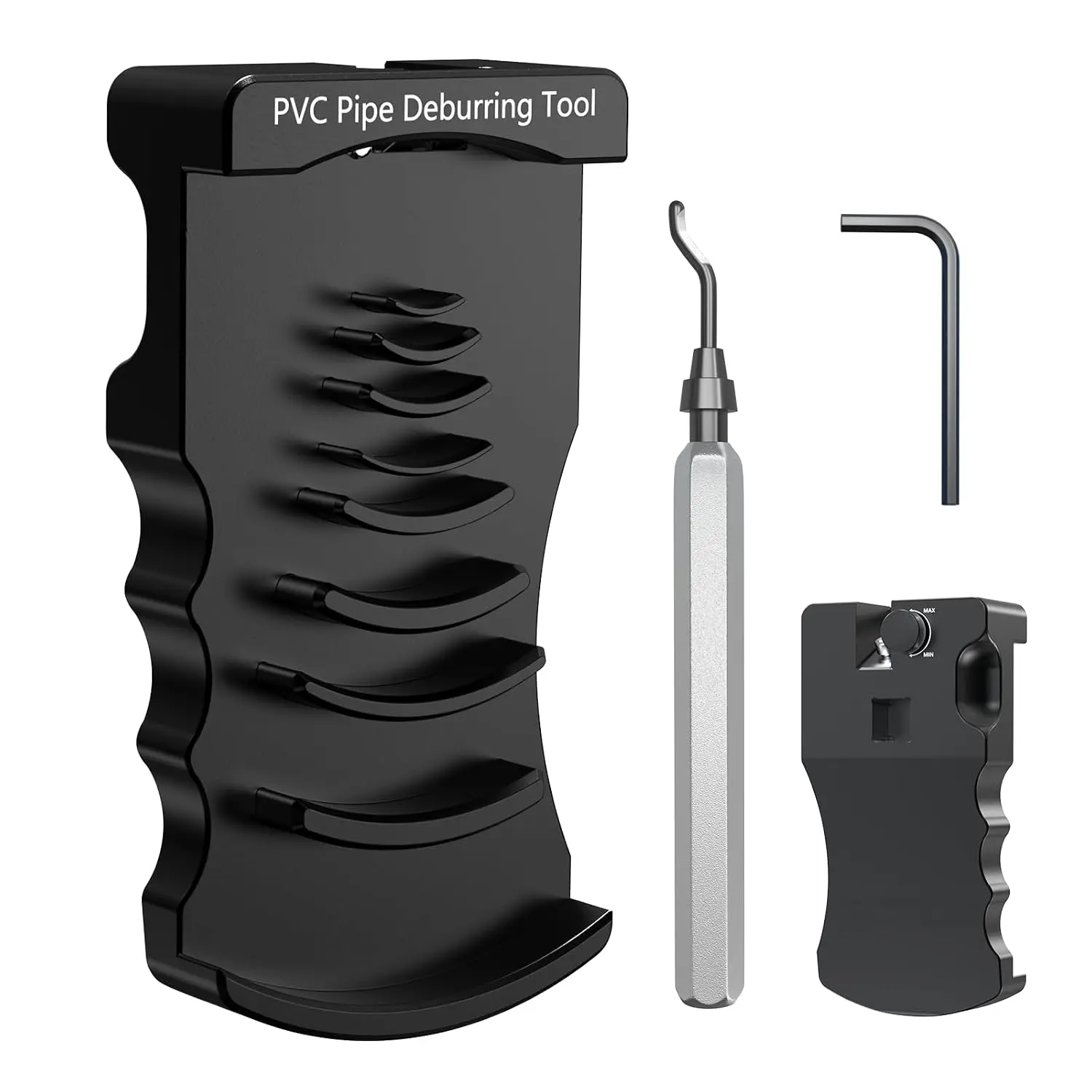 9-in-1 PVC Pipe Deburring Tool, Chamfer Tool 0.5"–4", PVC Pipe Reamer, Pipe Deburr Tool for PVC CPVC ABS PP PE, Plumbing Chamfer Reamer Tool Set (Black)