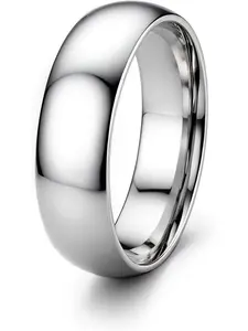 Stainless Steel Rings for Men & Women, 6mm 8mm Wedding Band, Silver Color, Domed High Polished, Comfort Fit Sizes 6-14