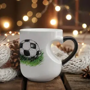 Soccer-Themed Color Changing Ceramic Mug, 11oz Mug Drinkware with Vibrant Soccer Ball Design - Perfect Gift for Soccer Fans, Coaches, Birthdays, Father’s Day, Game Day & Holiday Party Supplies, Soccer Cup