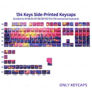 XVX Van Gogh's Starry Night Cherry Profile Double shot Dye-Sub PBT Keycap Set 134-Key （only keycap, not include a keyboard） Mx Clones