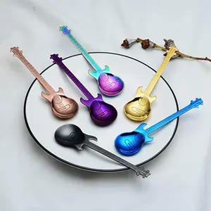 Colorful Stainless Steel Creative Guitar Shaped Spoon Cutlery Set