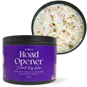Road Opener candle with crystals | 8 oz Candles refillable