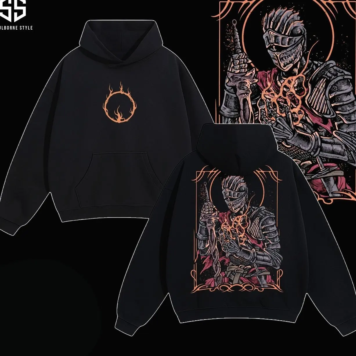 [Soulsborne Style] Vintage Grim Style Soul of Cinder - Dark souls Unisex Hoodie, Soulsborne Gaming Apparel, Game Shirt, Video Game Clothes, Boy Merch, Gift For Him, Gift For Her, Soulslike Streetwear E3W