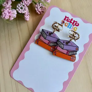 Colorful Bookish Bow Earrings