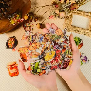 56 Warm and Cozy Kitchen-Themed Transparent PET Stickers - Suitable for Suitcases, Cellphone Cases, Laptops, Helmets, Skateboards, Waterproof DIY Creative Stickers